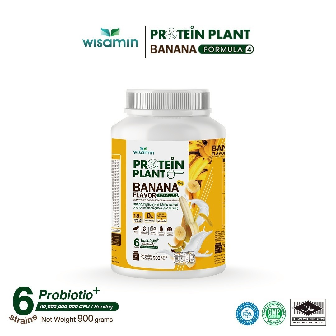 WISAMIN Plant Protein F4 Banana 900g 2LBS | Organic Halal Gluten-Free Non-GMO