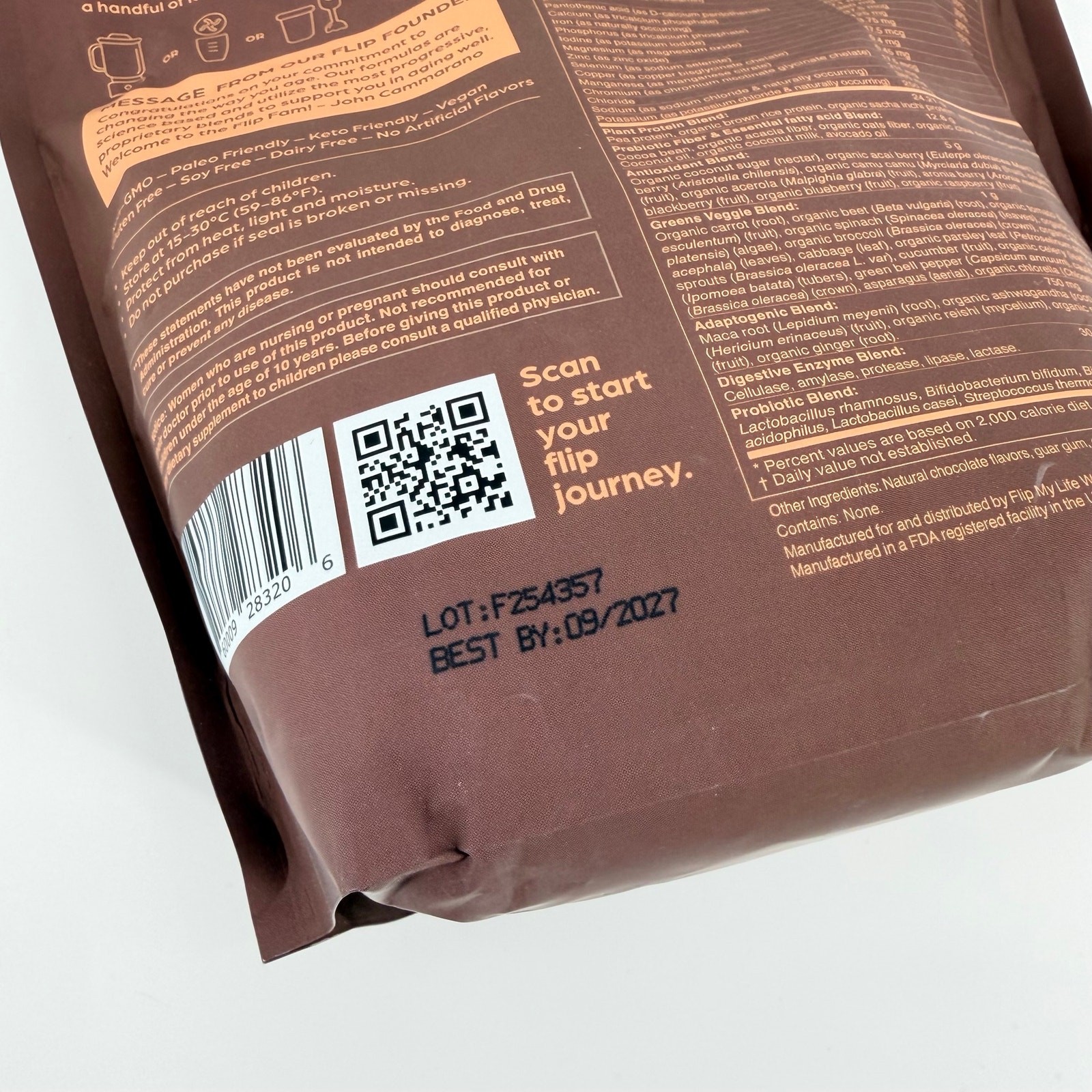 Flip 7 Superfood Meal Replacement Chocolate Courage 15 Serving Vegan Protein New