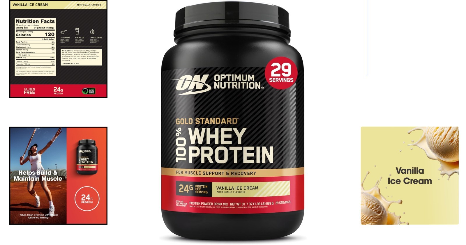 High-Quality Whey Protein Powder – Vanilla Ice Cream 2 lb for Muscle Support