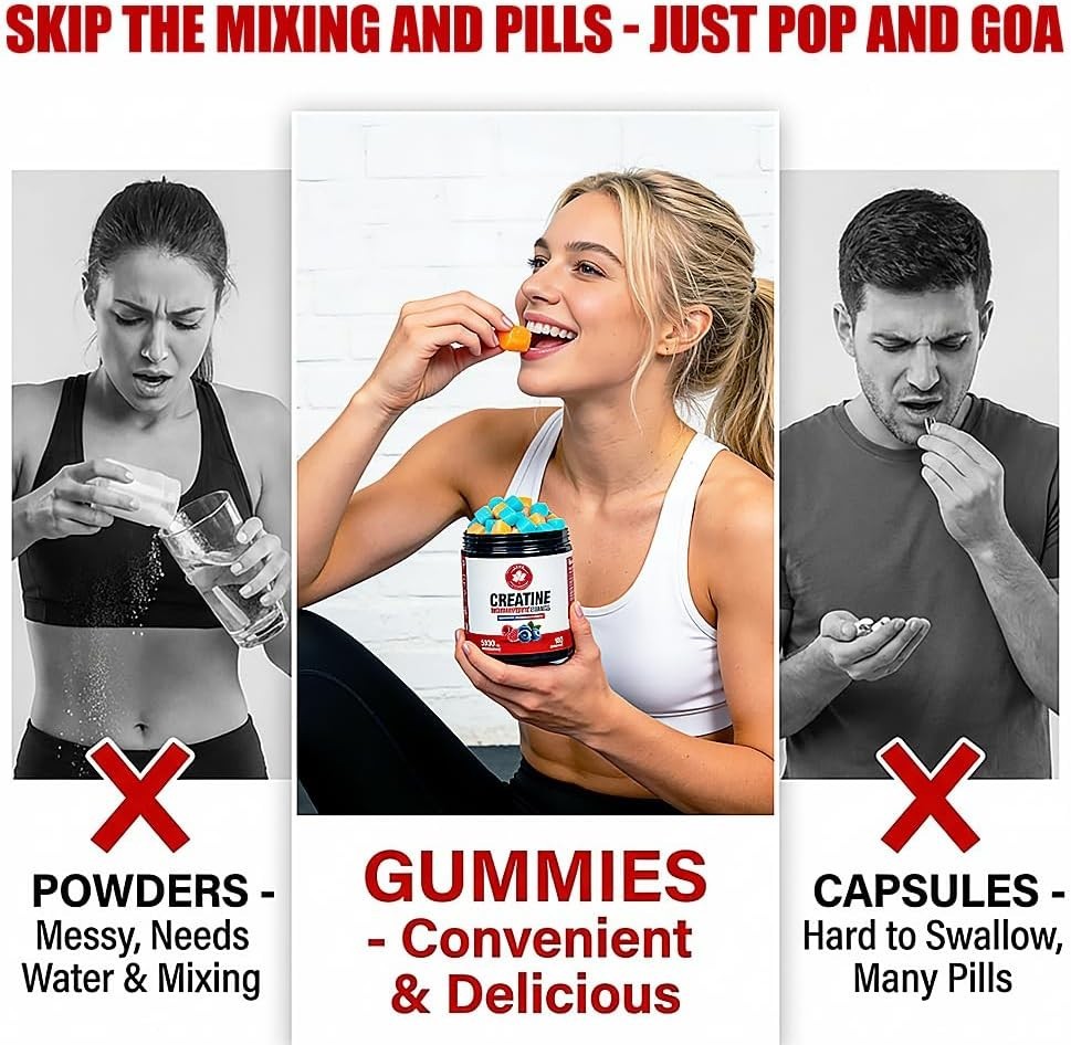 99.9% Creatine Monohydrate Gummies 5000mg for Men & Women with Taurine & B12,160