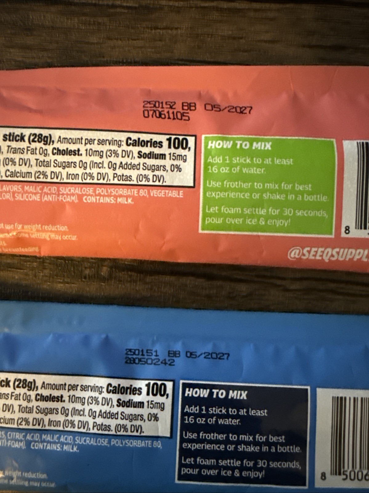 SEEQ Clear Protein Singles One Blue Razz Freeze & One Watermelon Wave