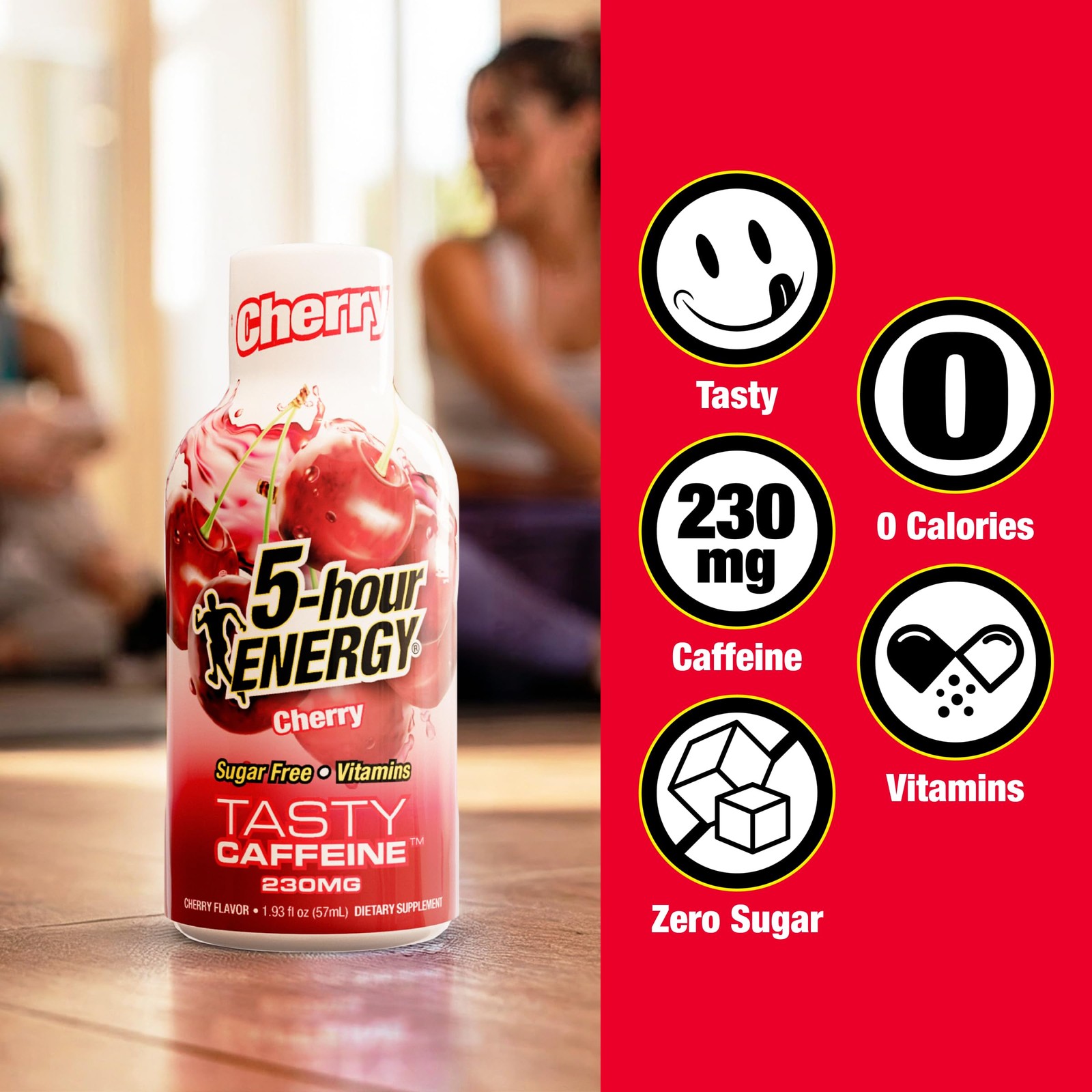 5-hour ENERGY CHERRY Flavor, 20 Count, 1.93 Fl Oz 20 Bottles – Single Flavor