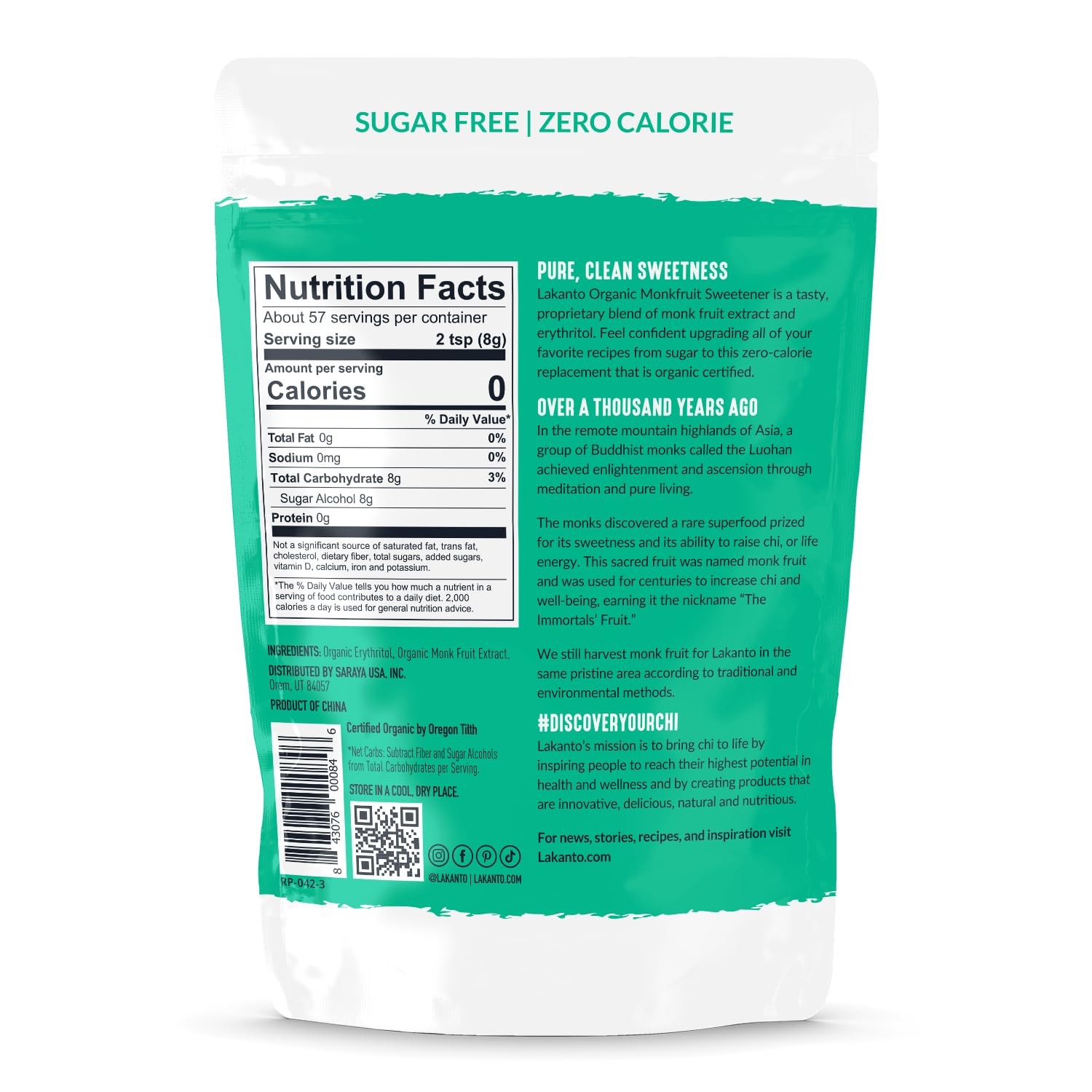 Lakanto Organic Classic Monk Fruit Sweetener with 16 Ounce (Pack of 1)