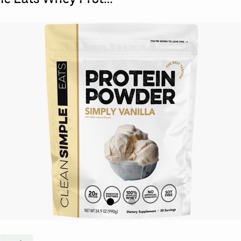 Clean Simple Eats 100% Whey Protein Powder Vanilla 34.9 oz Soy Free