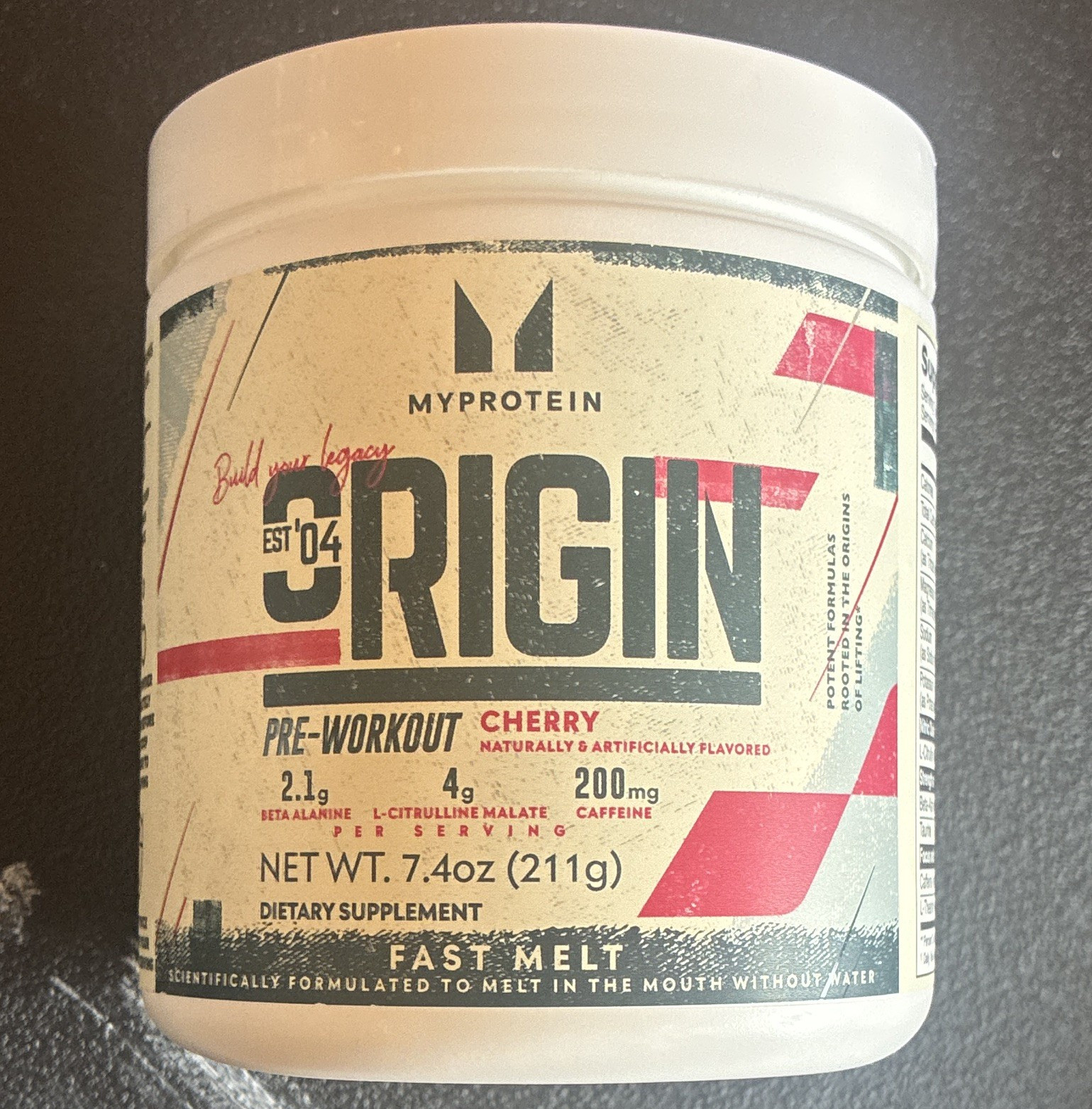 Myprotein Origin Pre-Workout Fast Melt Powder Cherry exp 09/2026
