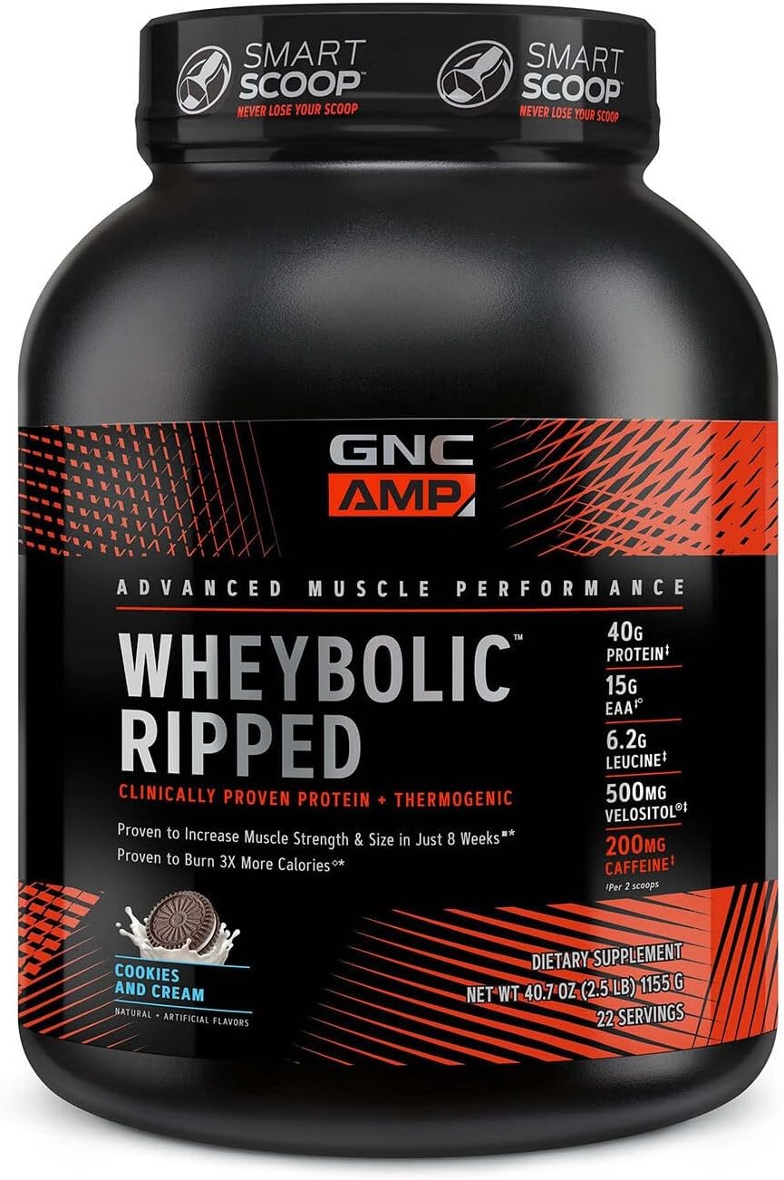 GNC AMP Wheybolic Ripped Protein Powder & Thermogenic Protein Supplement, Muscle