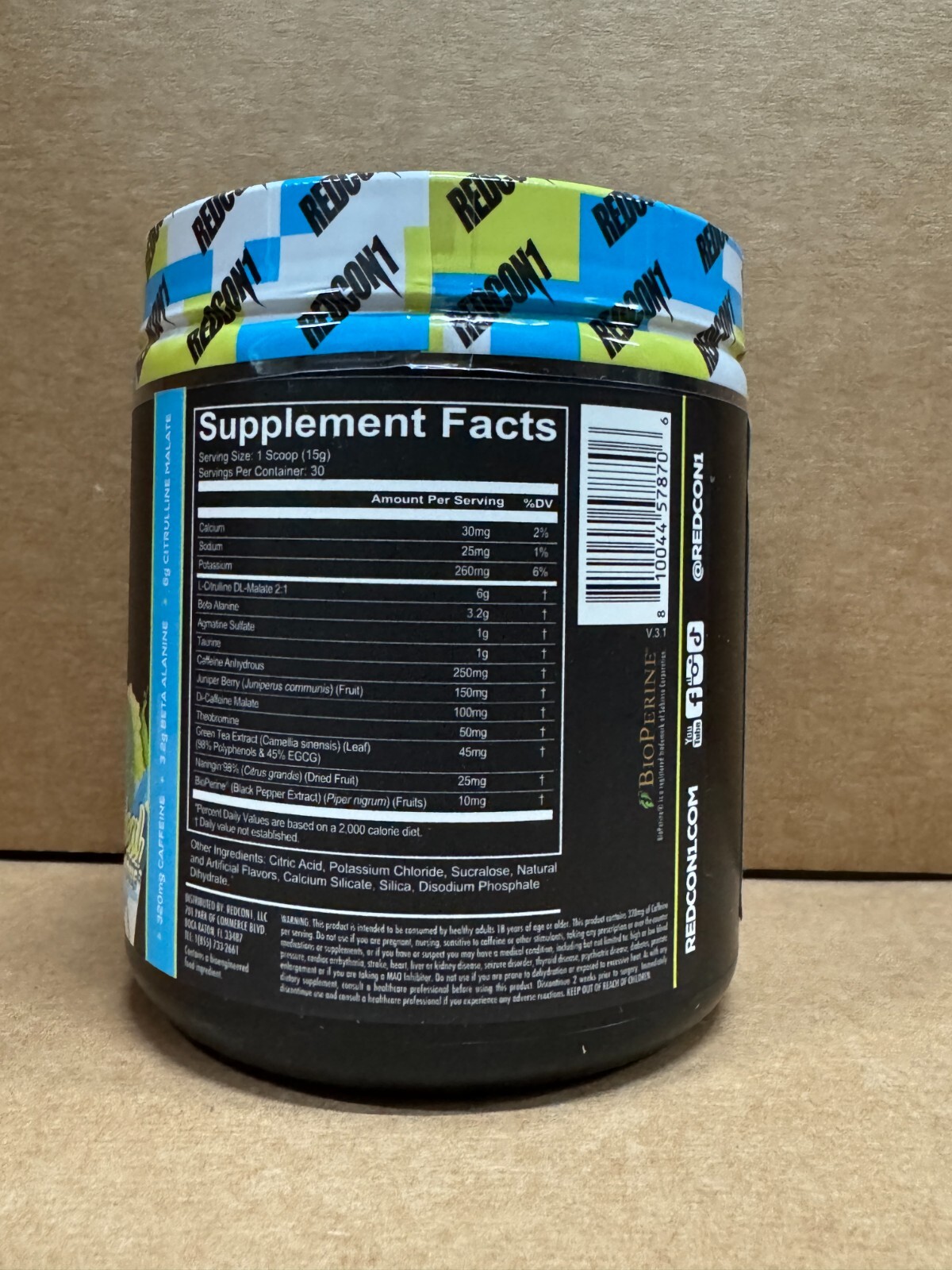 REDCON1 TOTAL WAR Pre Workout 30 Serv Tropical Snowcone Free Ship 2027 EXP SALE