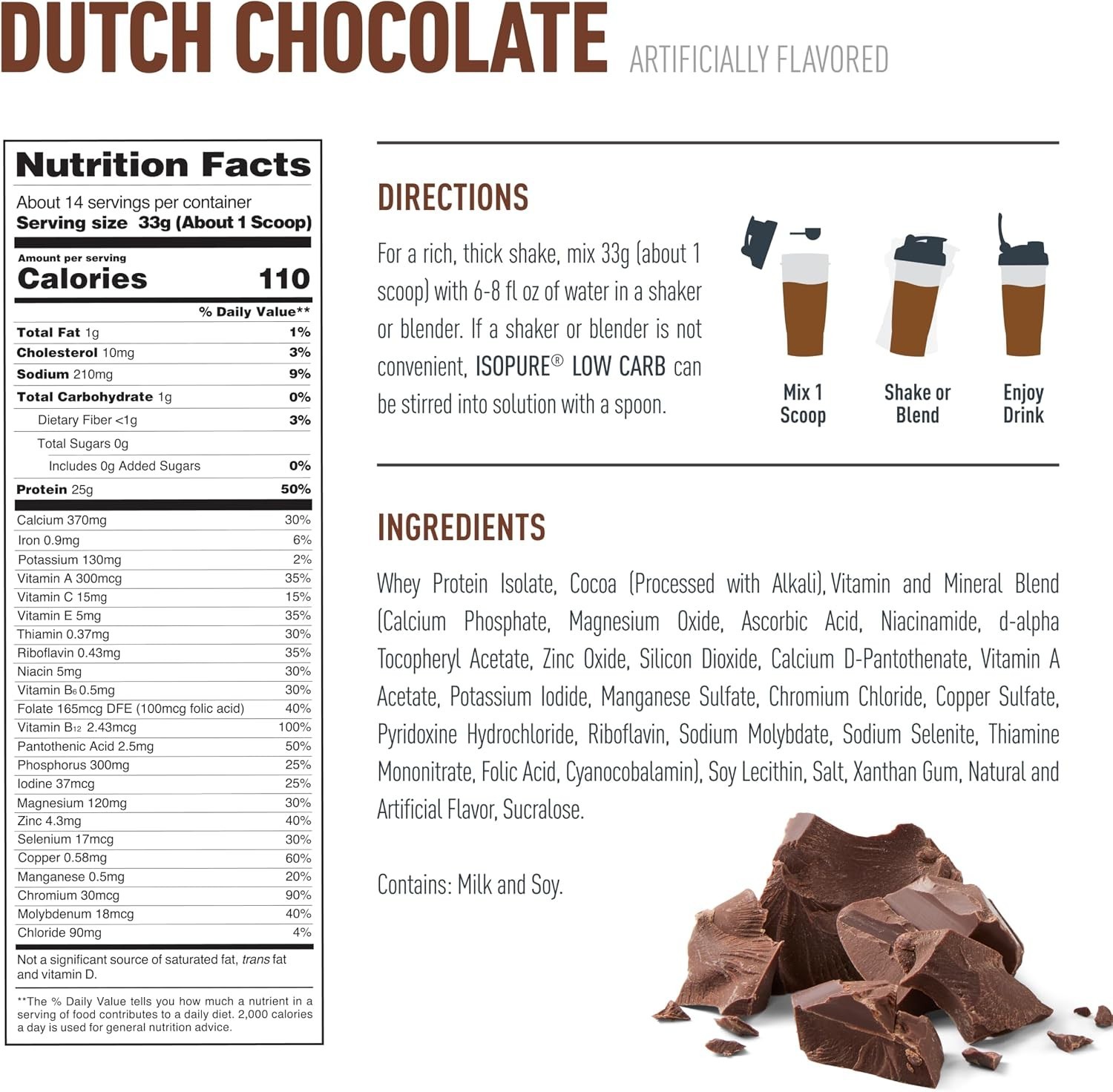Isopure Low Carb Whey Isolate Protein Powder Dutch Chocolate 3.07 Lbs 41