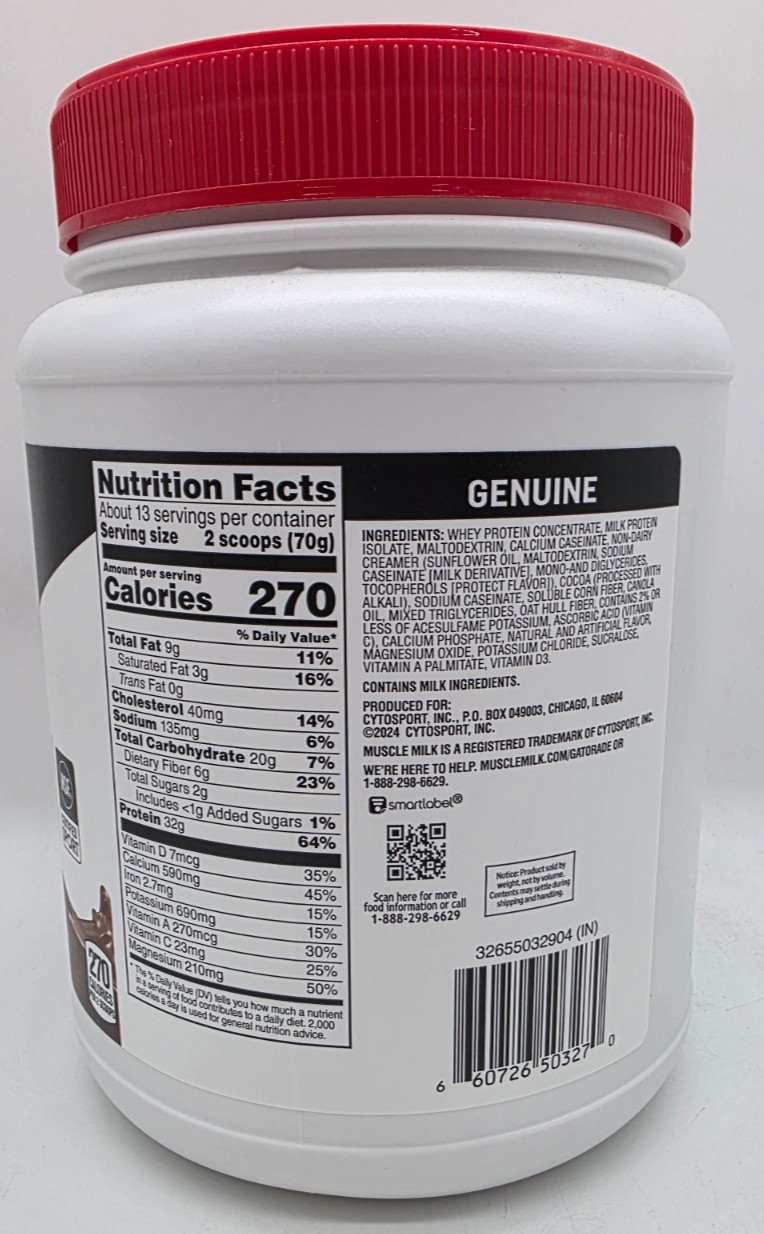 Muscle Milk Protein Powder 32g Protein- Chocolate- 30.9 oz Post Workout Boost