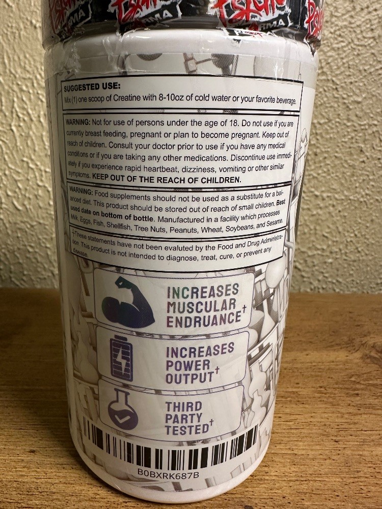 Psycho Pharma Creatine Monohydrate Unflavored 500g 100 Servings New Sealed