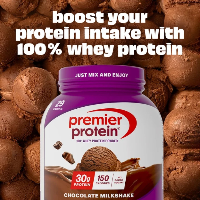 Premier Protein 100% Whey Protein Powder, Chocolate Milkshake, 29 Servings