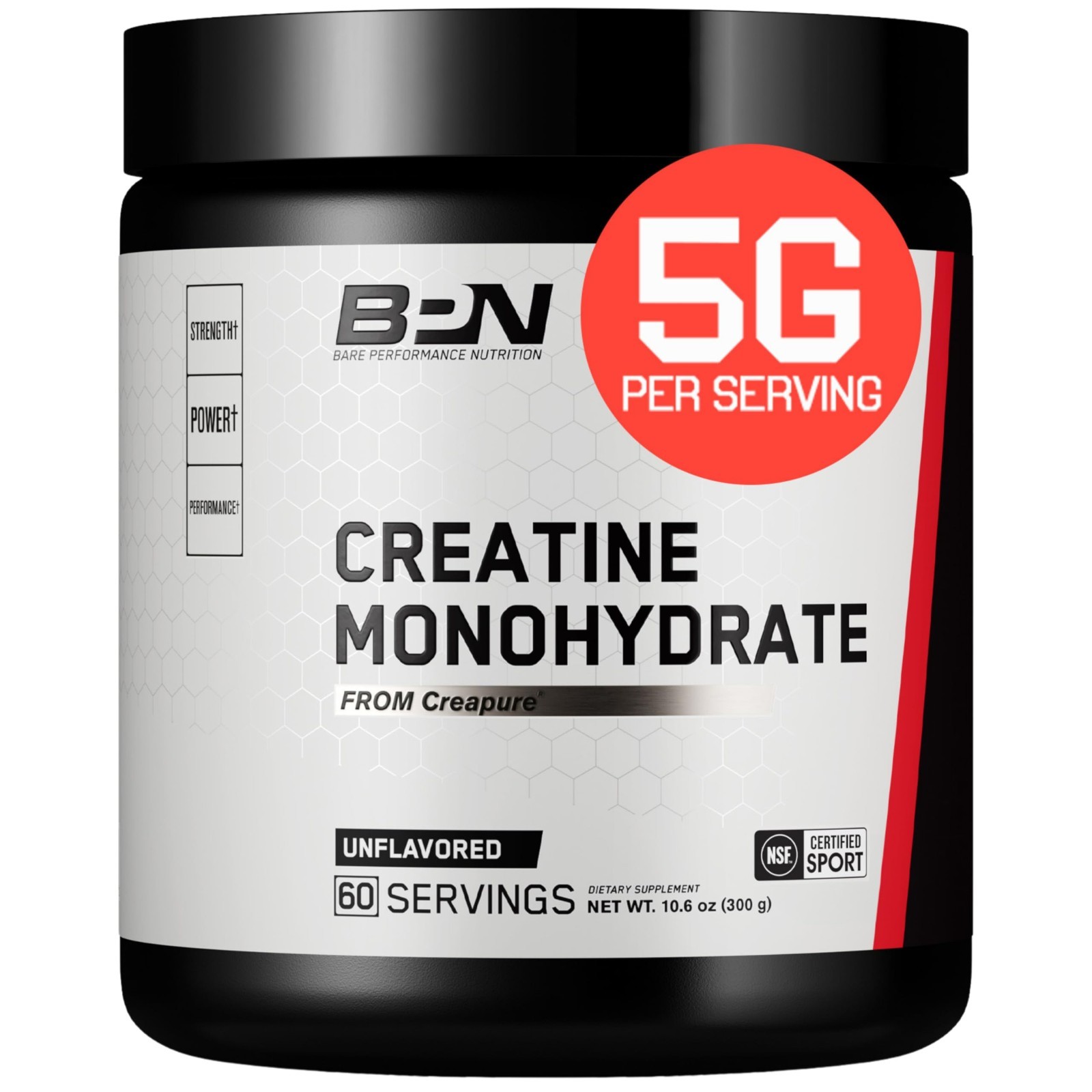 Pure Creatine Monohydrate Powder – 5g per Serving, Unflavored, 60 Servings, Musc