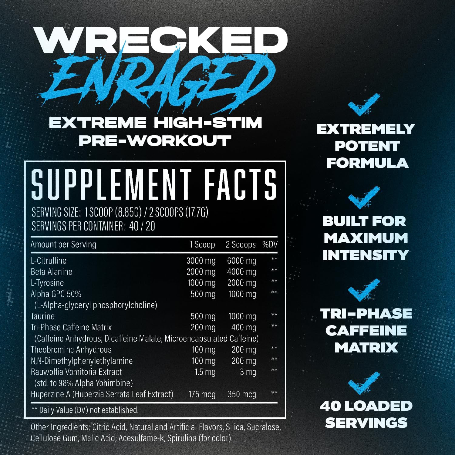 Wrecked Enraged High Stim Pre Workout – Extreme Hardcore Formula for Intense Ene