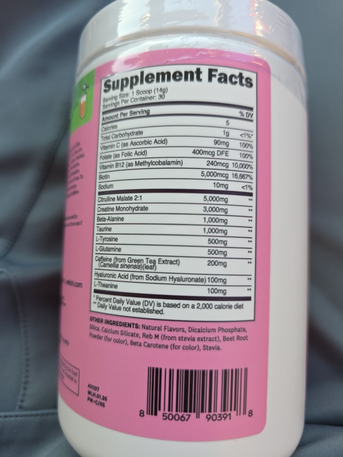 Wellah Pre-Workout + Creatine Powder 30 Servings Rainbow Sherbert Exp. 2029