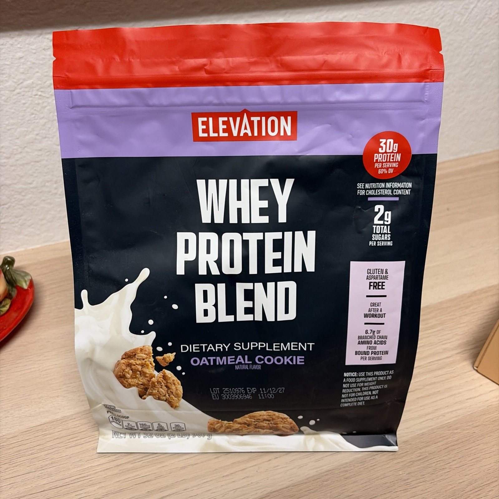Elevation Whey Protein Powder Blend 32oz Oatmeal Cookie 1 Bag Aldi Exp 11/2027