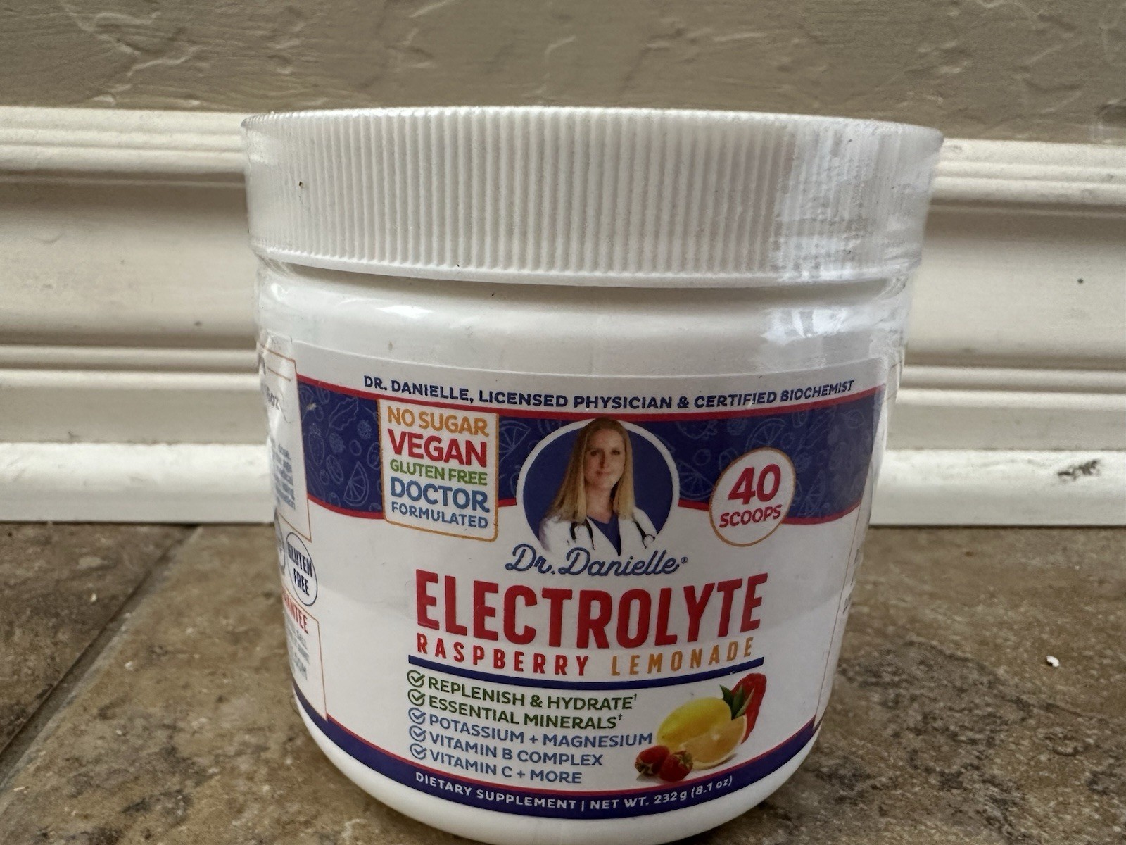 Dr Danielle Original Electrolyte Powder Boost Energy, Raspberry Lemonade Flavor