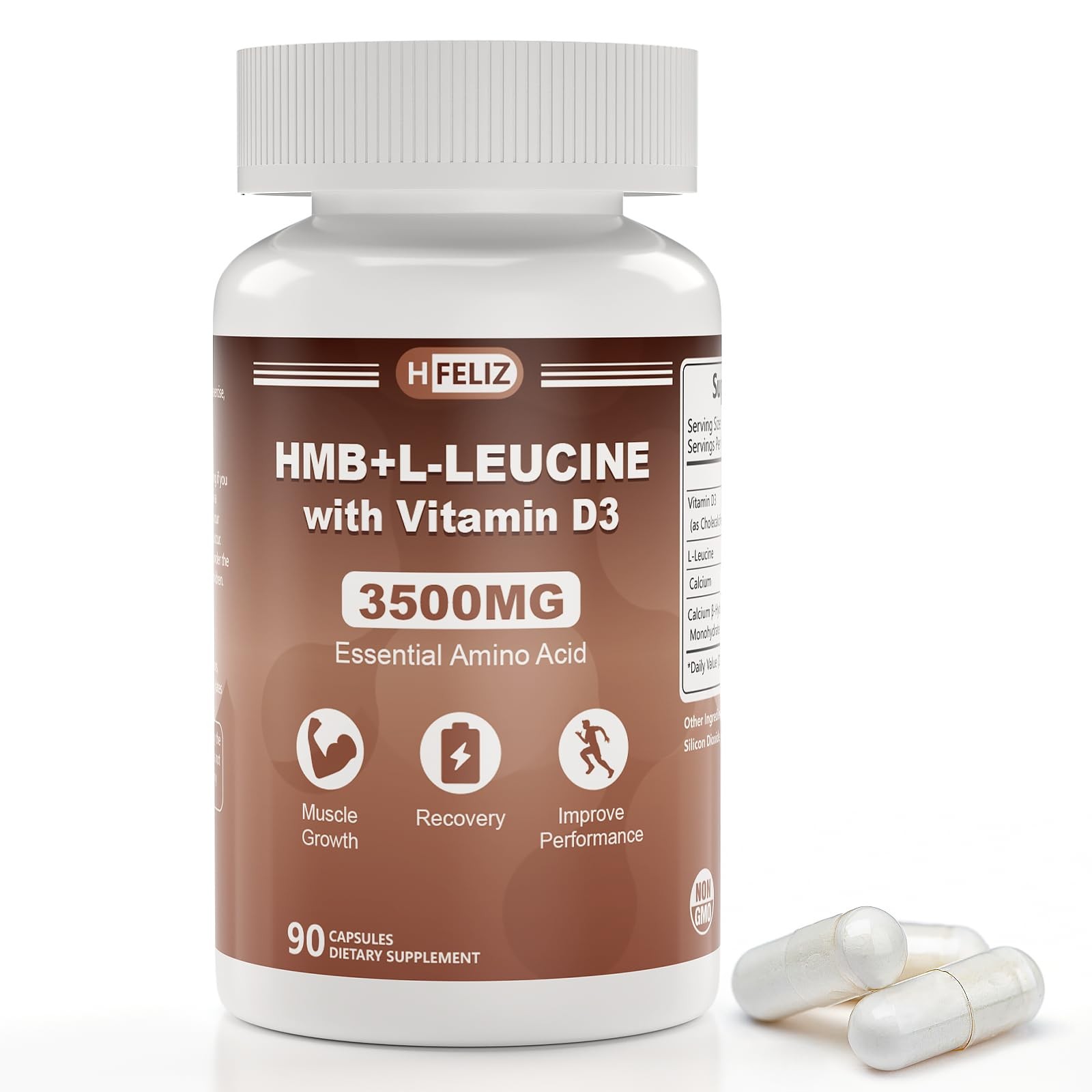 HMB and Leucine Supplement 3500mg L-Leucine HMB with Vitamin D3 Amino Acid BC…