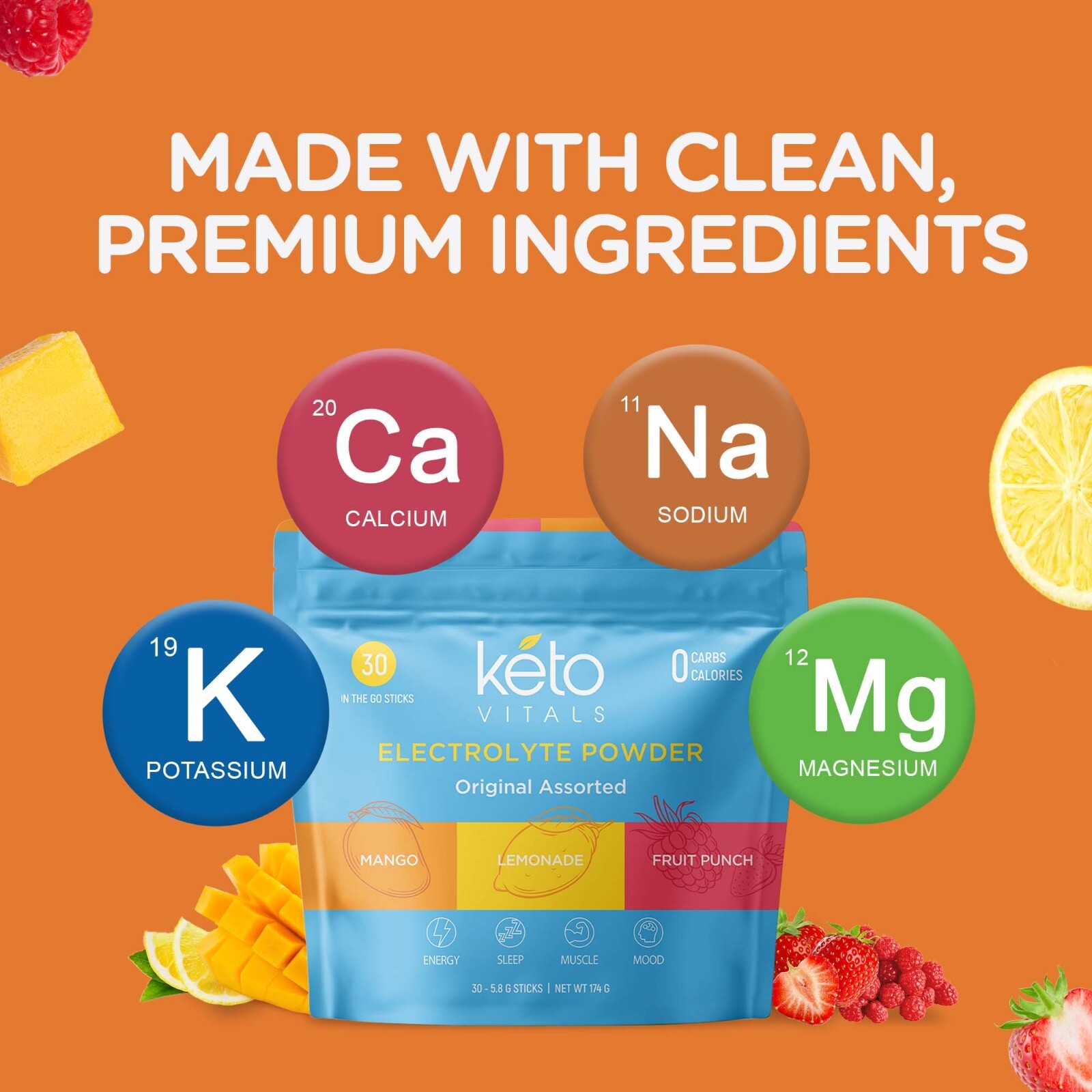 Keto Vitals Original Electrolyte Powder Stick Packs| – 30 Count