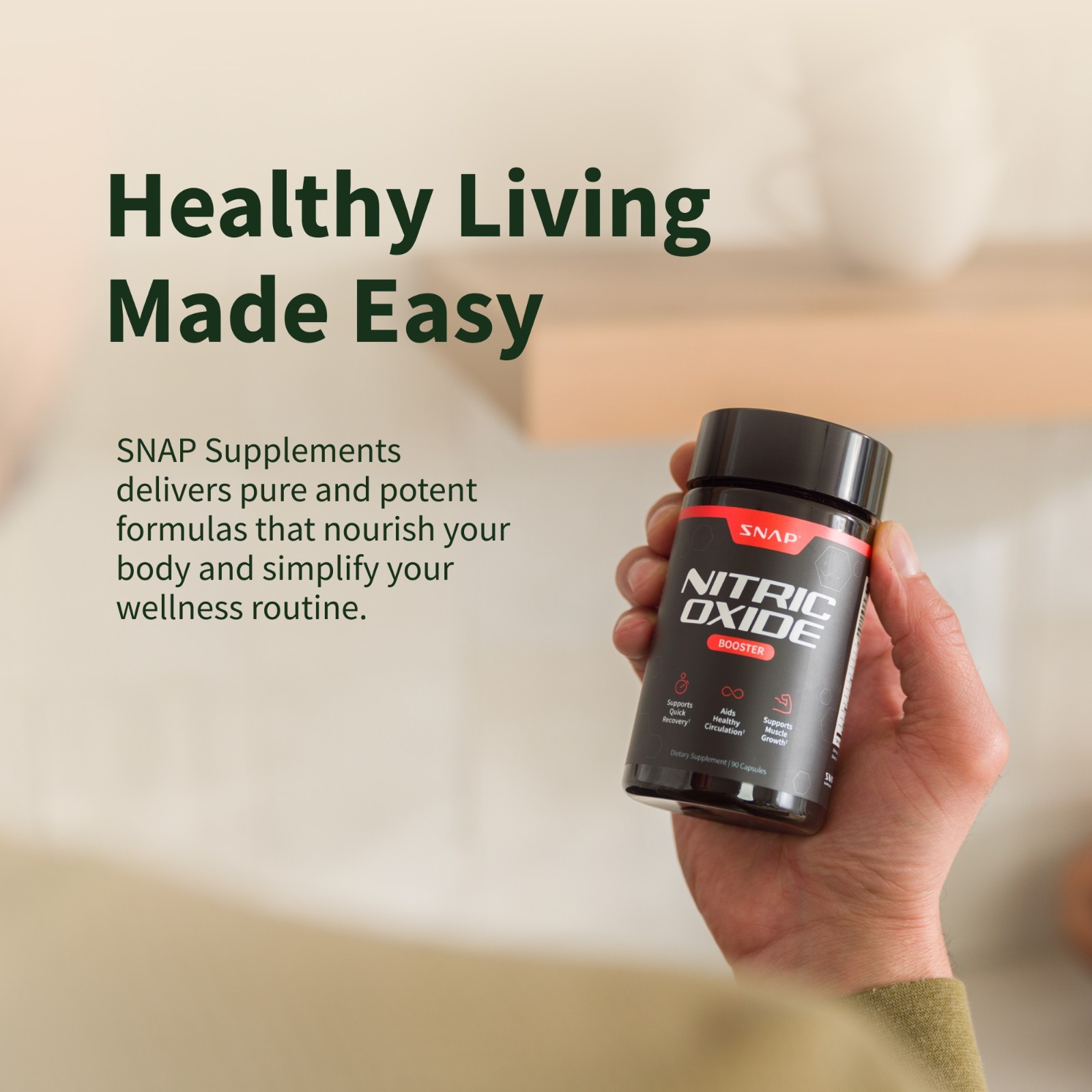 Nitric Oxide Booster Supplement – Pre Workout, Blood Flow, Gain Muscle – 90ct