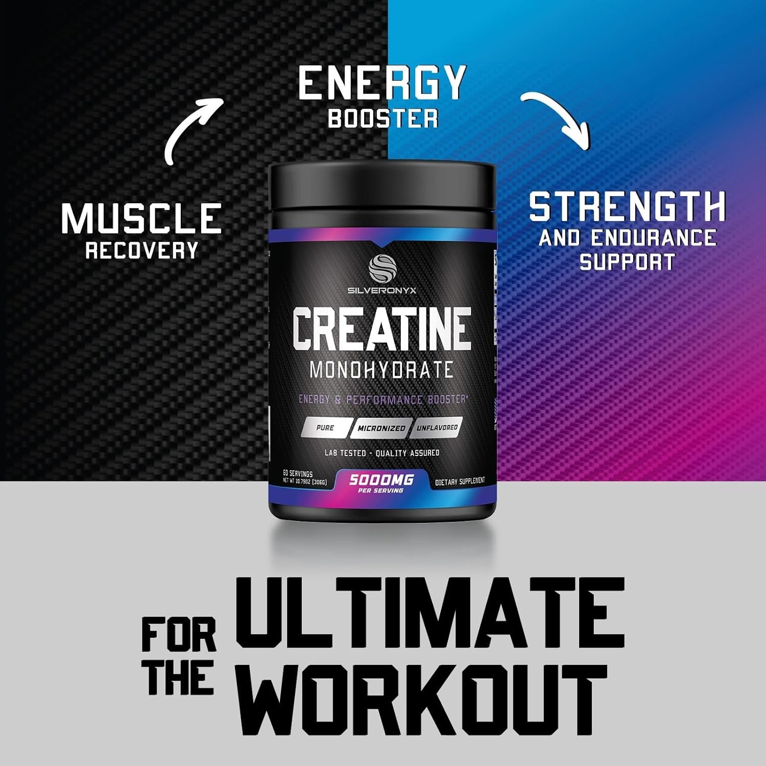 Creatine Monohydrate Powder 5000mg Per Serving – Pure Micronized Creatine Mono N
