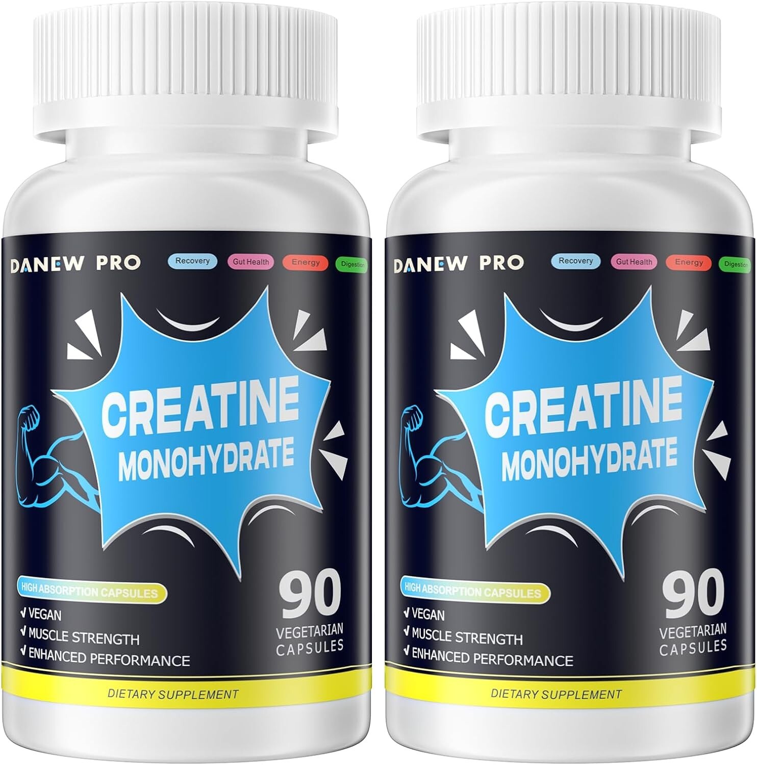 Creatine Monohydrate 2500mg Per Serving, 180 Capsules – Gluten Free, Non-GMO-…
