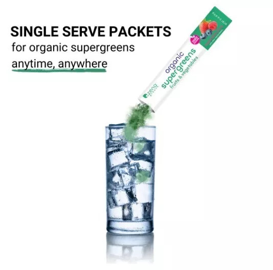 Zena Organic Super Greens Fruits & Vegetables Single Packs 20 Count Made in USA!