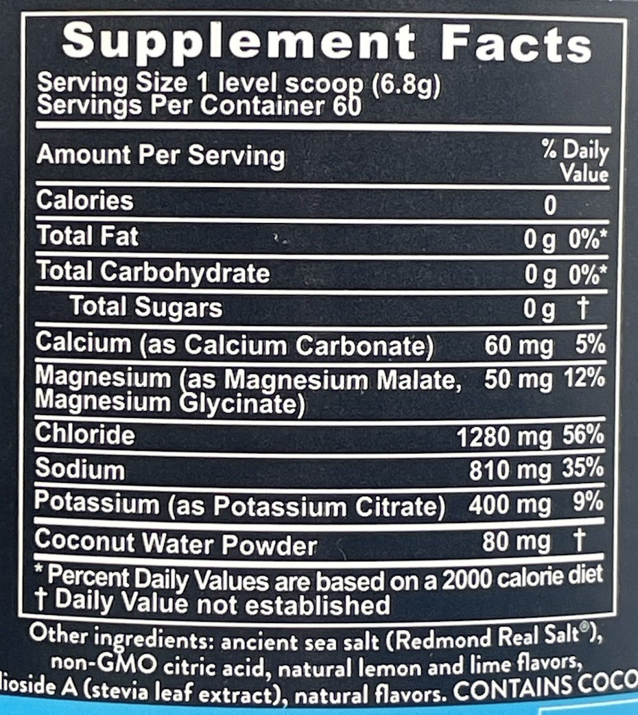 Redmond Re-Lyte Electrolyte Drink Mix LEMON LIME 14.39oz NEW SEALED Exp 12/2030