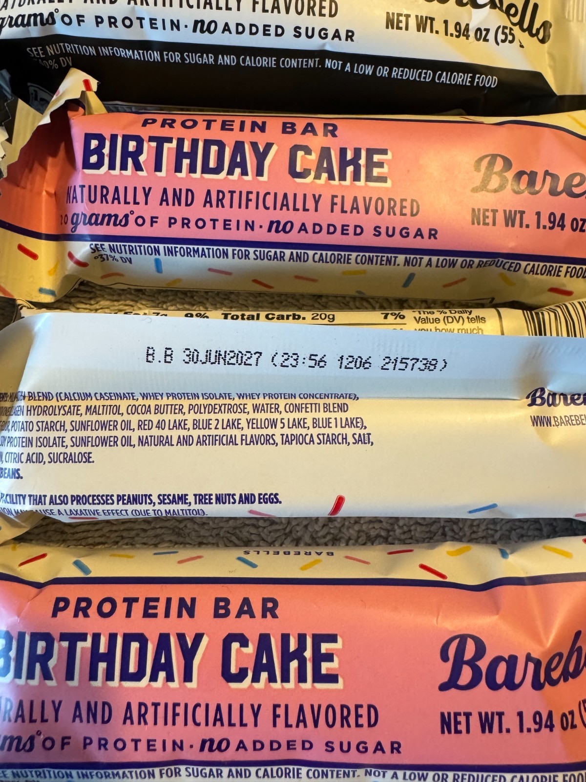 50 Barebells PROTEIN Bar COOKIES Banana BIRTHDAY, Key Lime, MINTY Caramel PEANUT
