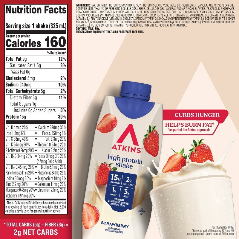 Strawberry Non-Caffeinated Protein Shake – 12ct/132 fl oz: 15g Protein Per