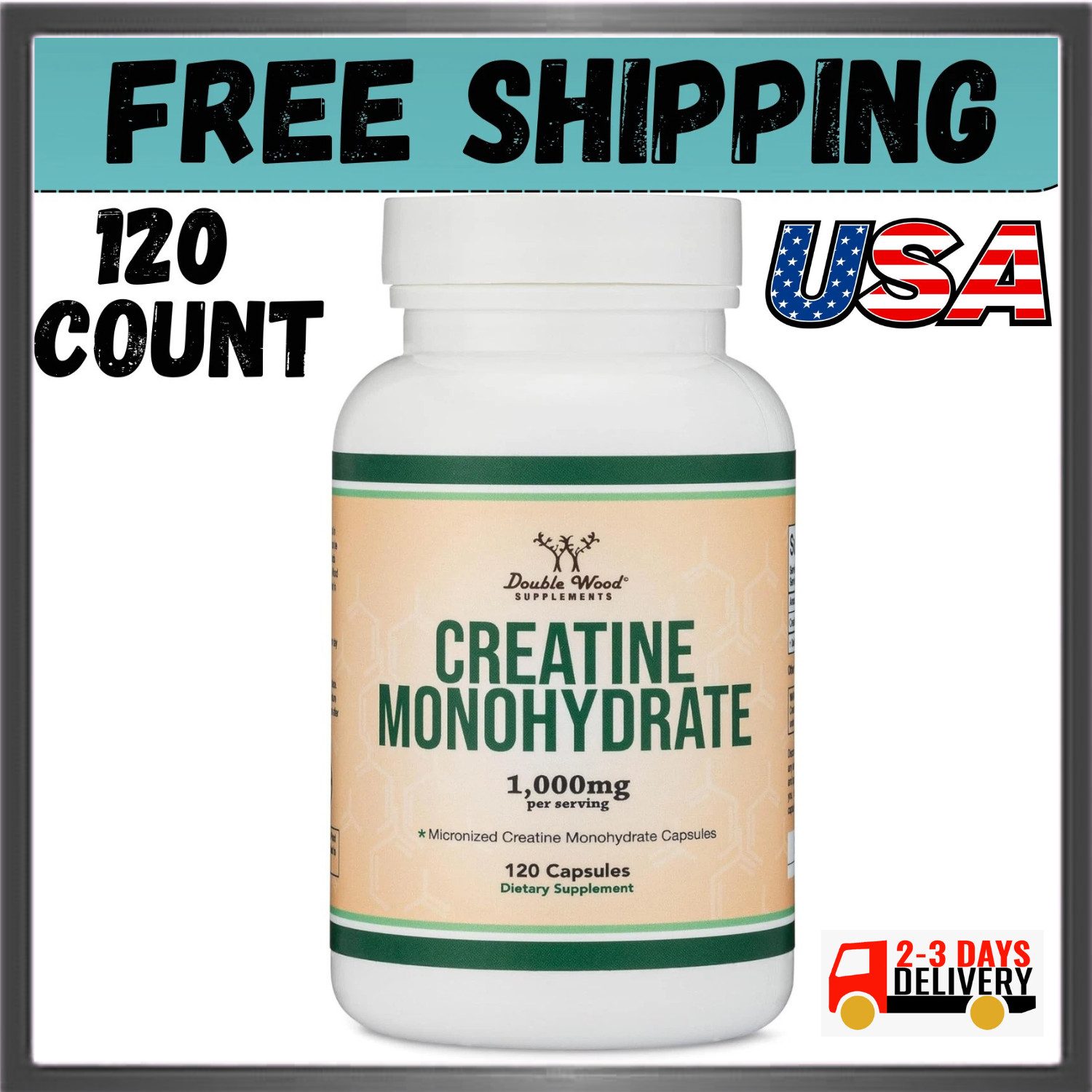 Creatine Pills 1,000Mg per Serving (120 Creatine Capsules) Free Shipping! NEW!..