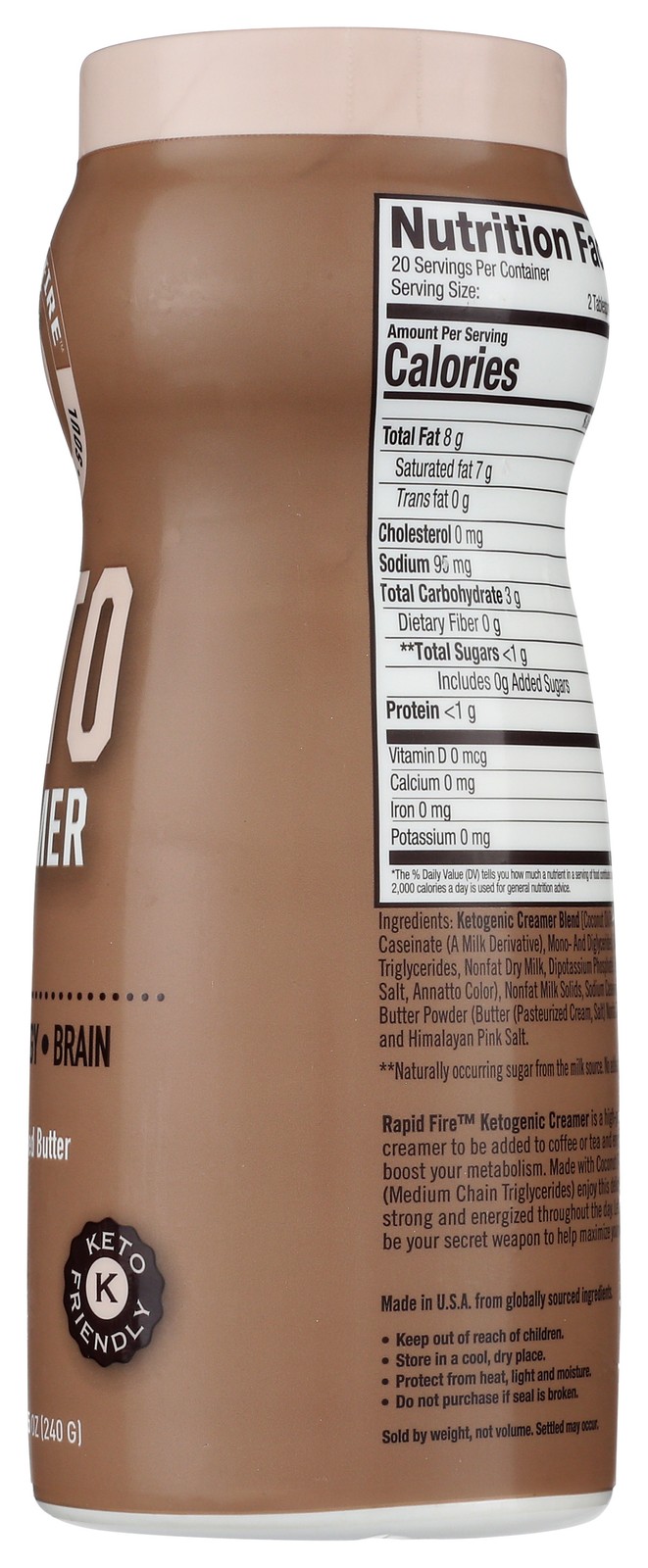Rapid Fire Original Flavor Keto Coffee Creamer 8.5 Oz Tea 1 Pack
