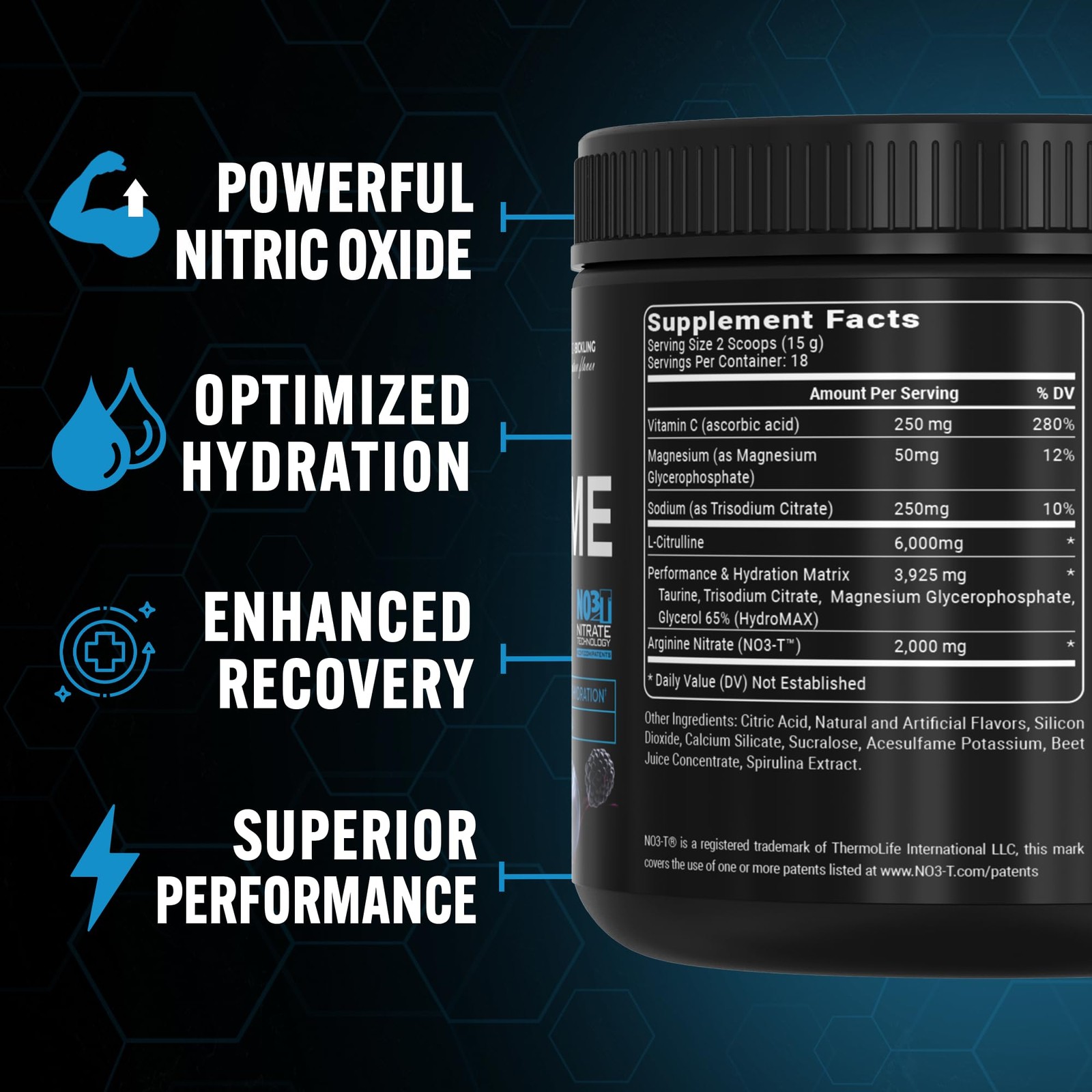 Sour Peach Candy Non Stim Pre Workout Supplement 8.9 Ounces Nitric Oxide Boost