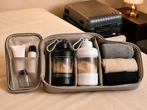 2 Pack Protein Powder Container to Go with Keychain & Keyring, Large Capacity,