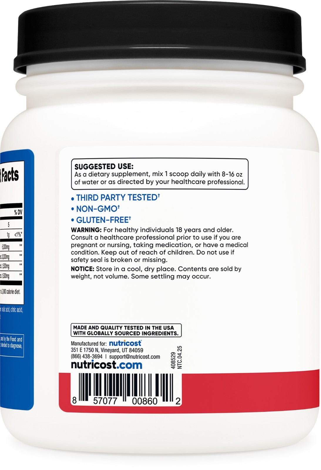Nutricost BCAA Powder (Strawberry Kiwi) 90 Servings – Gluten Free and Non-GMO