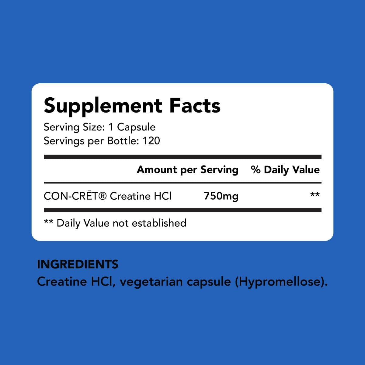 Creatine Hcl Pills. American Made CON-CRET. 120 Capsules. 7X Concentrated Vs …