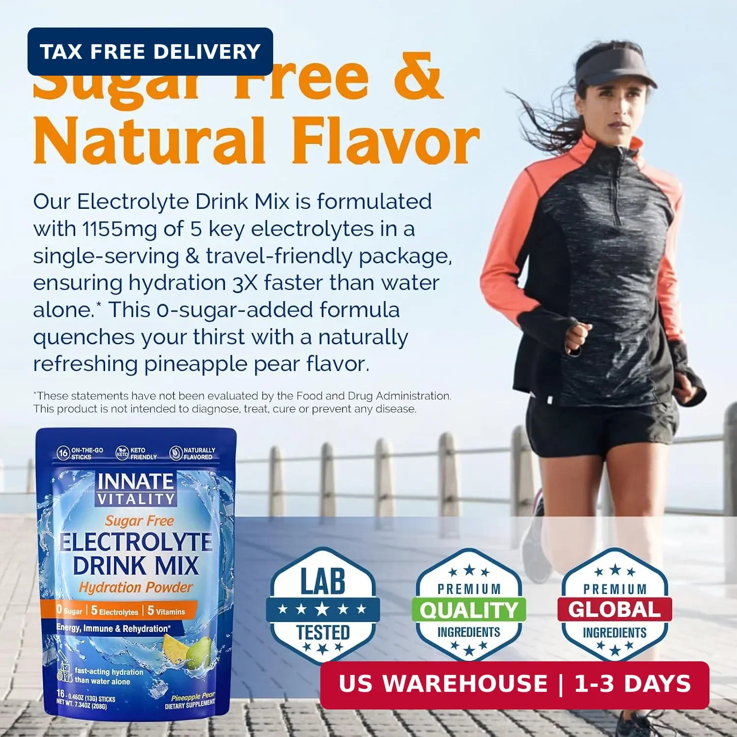 Innate Vitality Electrolytes Powder Packets, No Sugar, 5 Keto Electrolytes & Vit