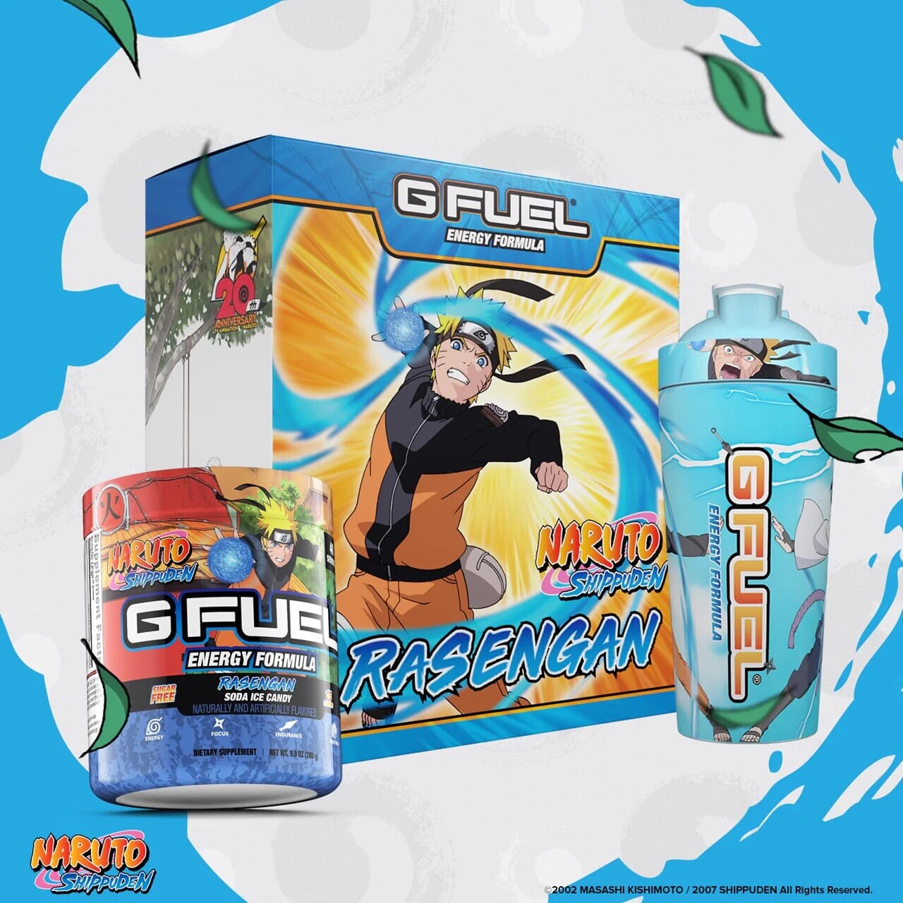 G Fuel Naruto vs Sasuke Rasengan Collector’s Box + Tall Metal Shaker Cup Sticker