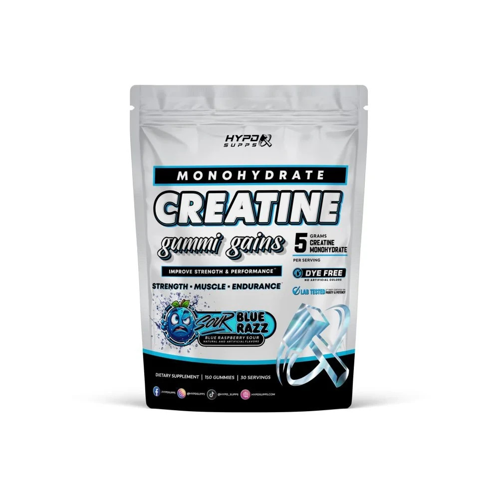 GUMMI GAINS CREATINE GUMMIES, 150CT, 30SERV BLUE RAZ FLAVOR