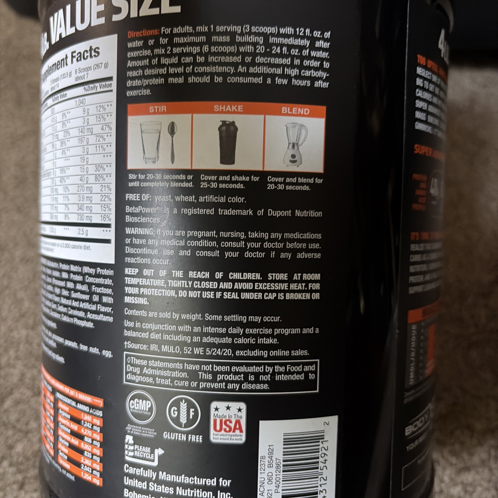 Body Fortress Super Advanced Mass Gainer Chocolate 4 Lb Protein Powder 11/2026
