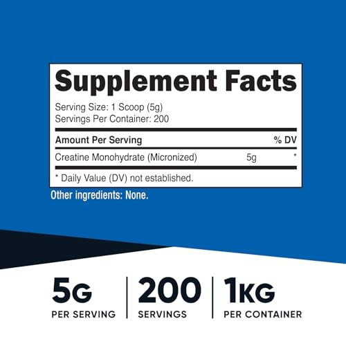 Creatine Monohydrate Micronized Powder 1kg Pure