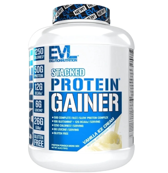 Evlution Nutrition Stacked Protein Gainer, 50 Grams Whey Protein Powder Complex,