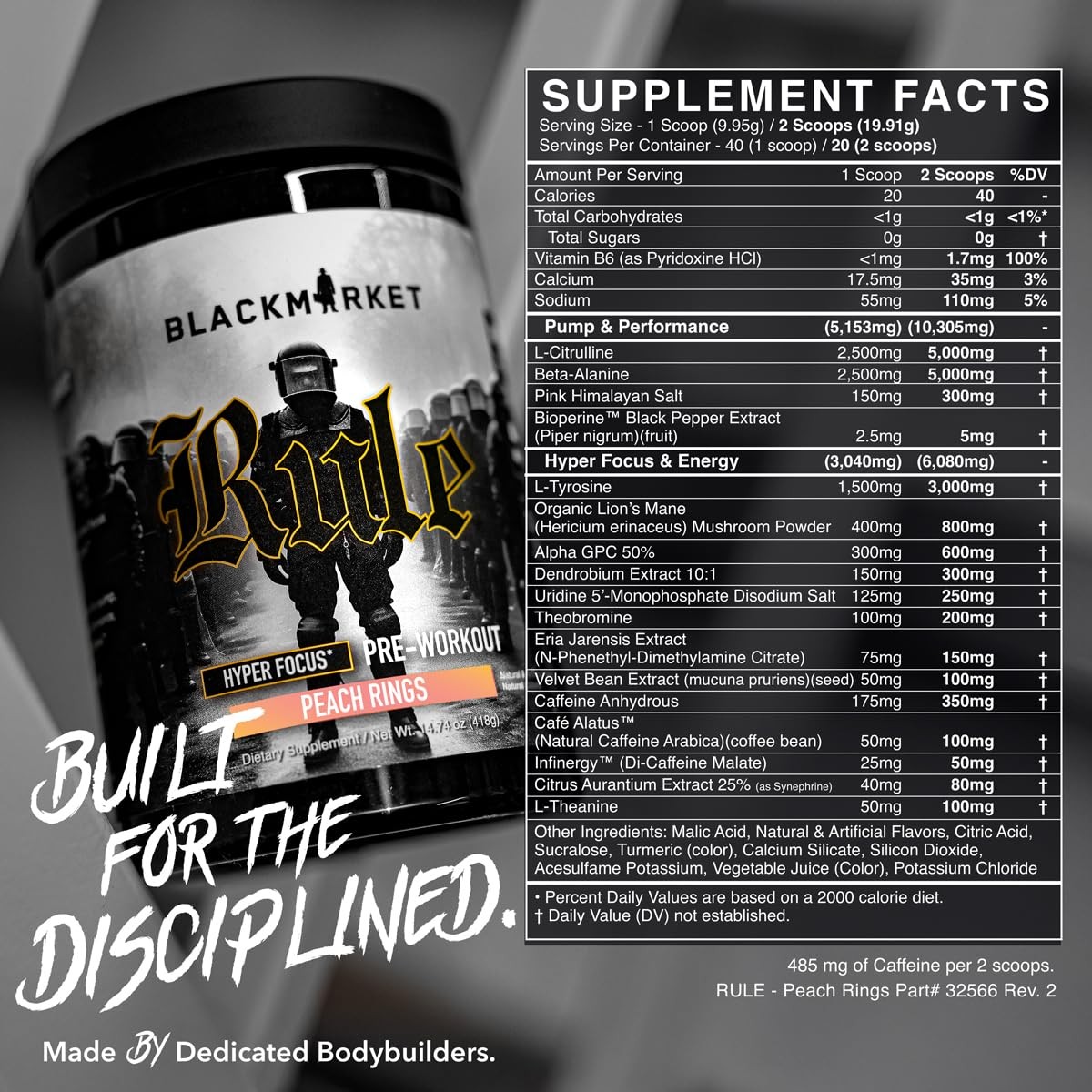 Blackmarket Nootropic Caffeine Alpha Gpc Lions Mane Focus Servings