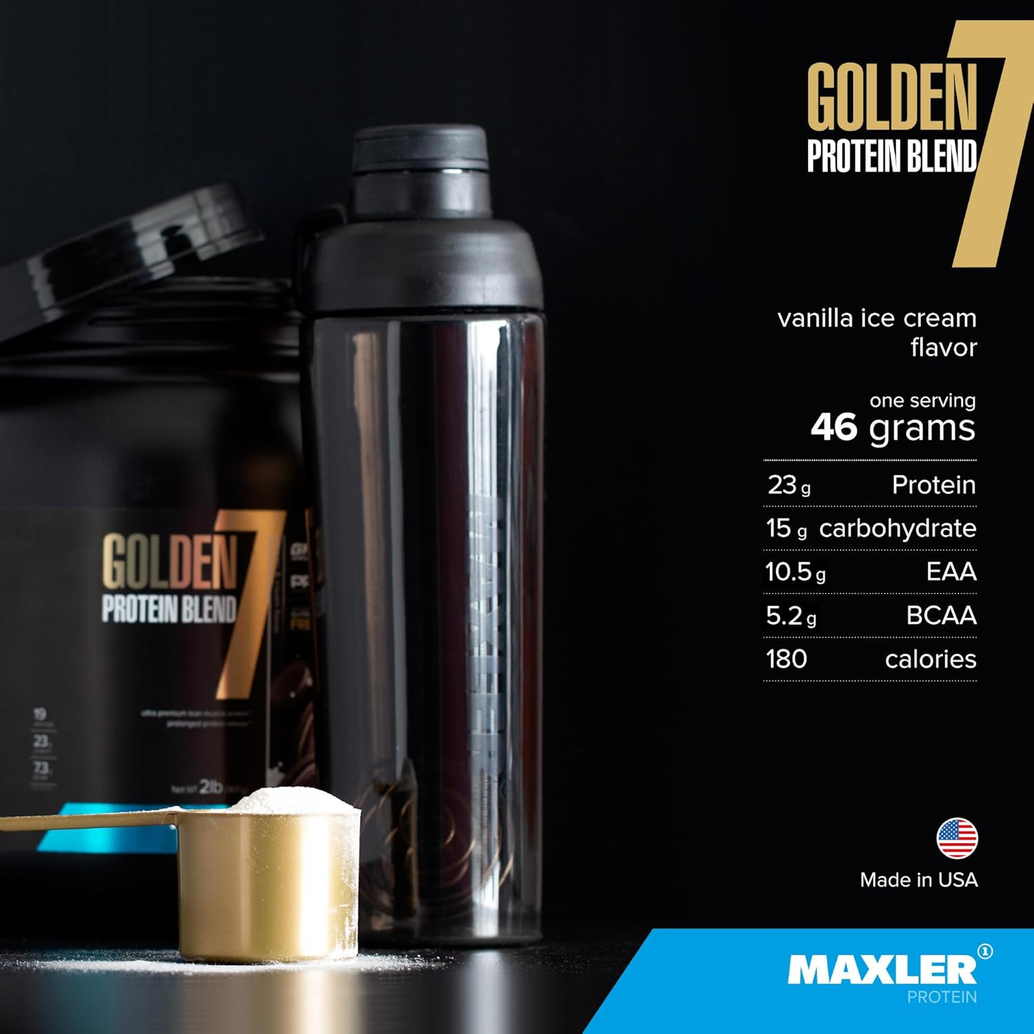 Golden 7 Protein Blend – Protein Powder for Muscle Gain & Recovery – Vanilla Pro