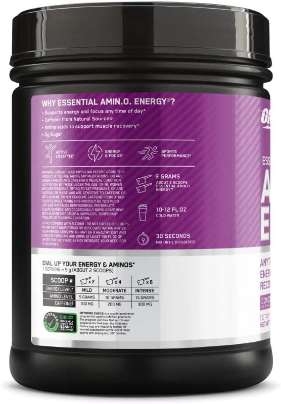 Keto Amino Energy Formula 65 Servings Concord Grape with Green Coffee Extract