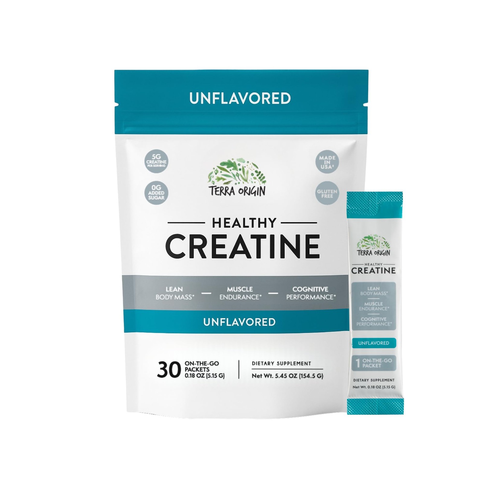 TERRA ORIGIN Healthy Creatine Micronized Monohydrate Powder | 30 Stick Packs