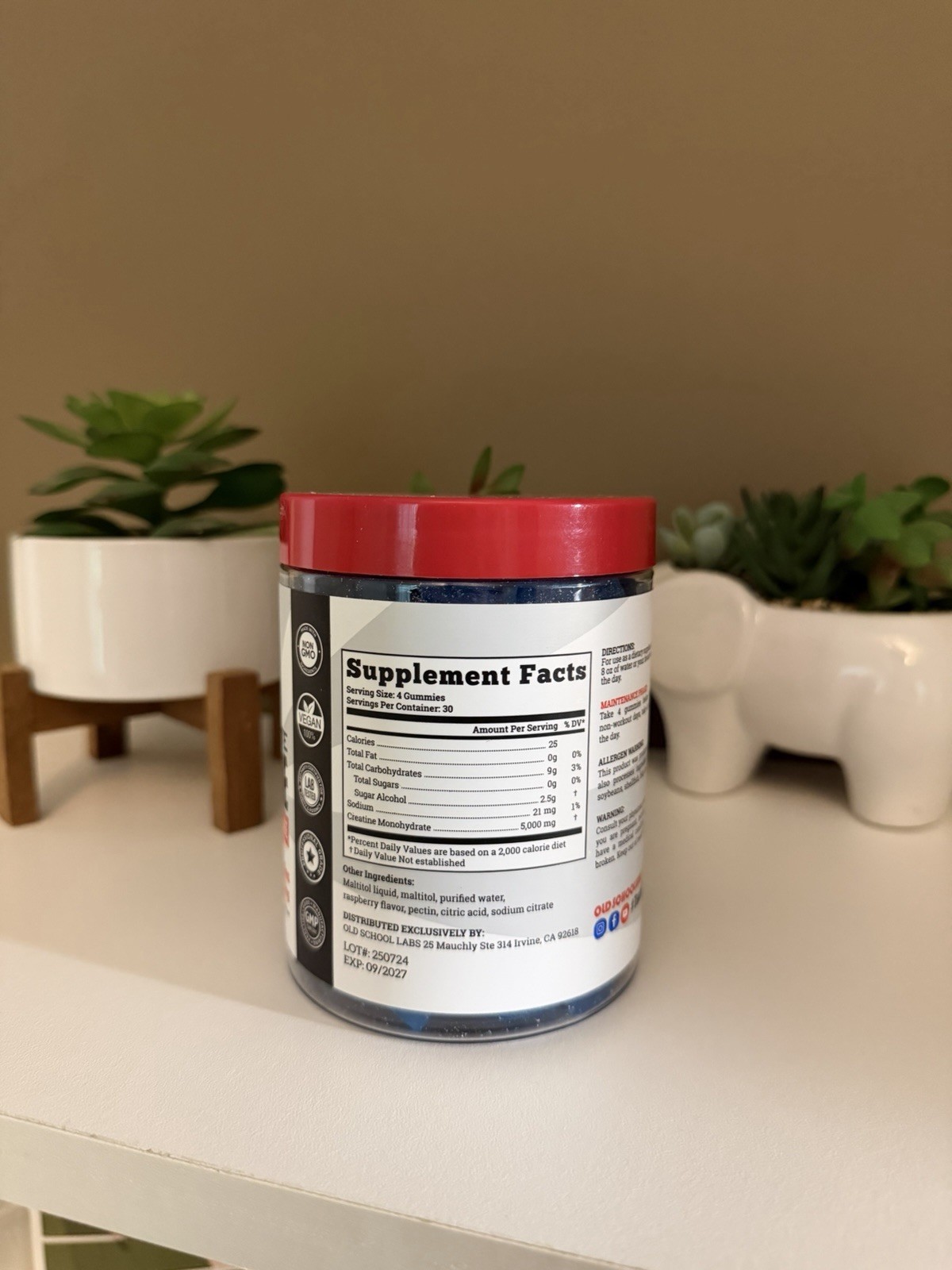 Old School Labs Creatine Monohydrate Gummies 120ct 5g Sugar-Free Blue Blueberry
