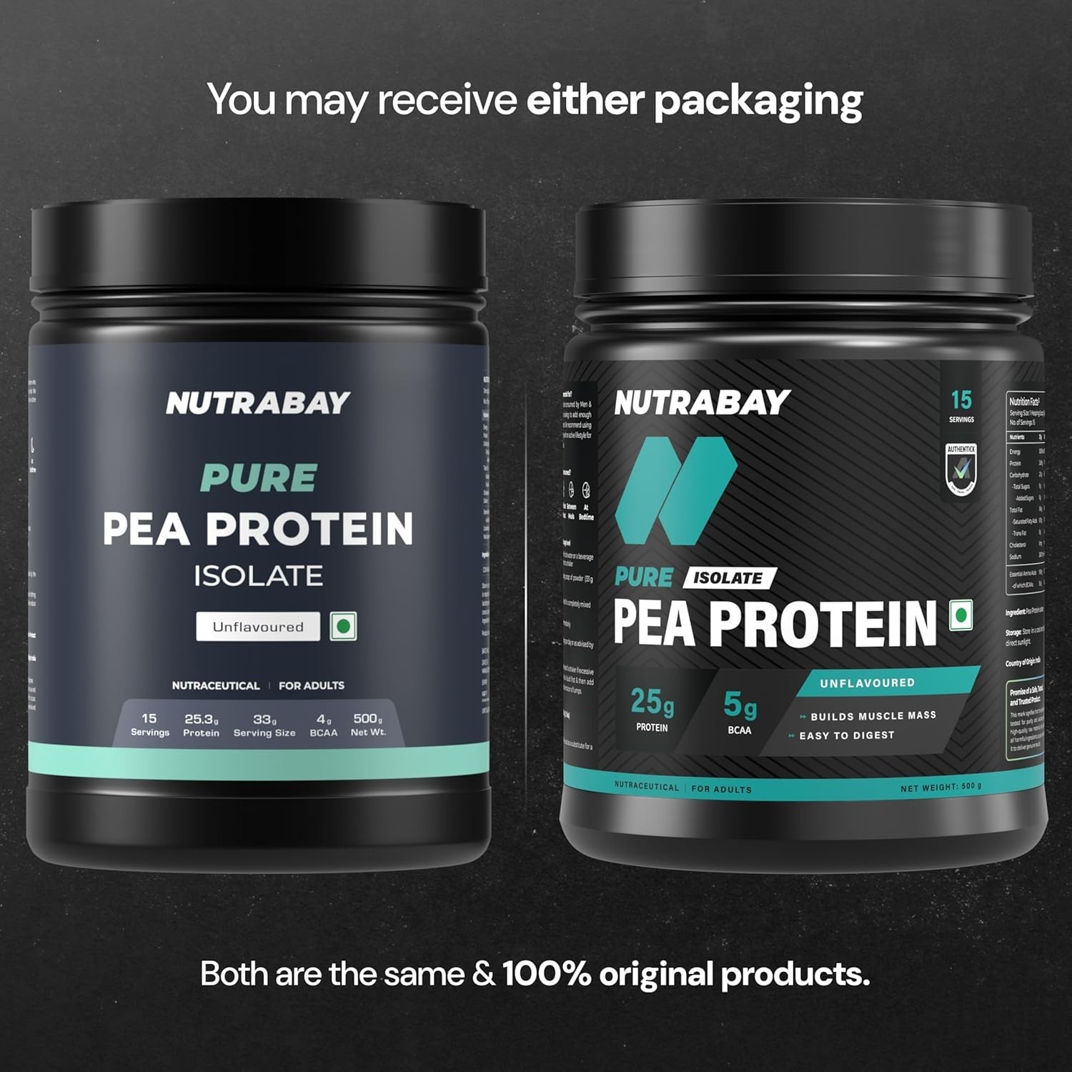 Pure Pea Protein Isolate – 25.3g Protein, 5g BCAA -500g Unflavoured, 15 Servings