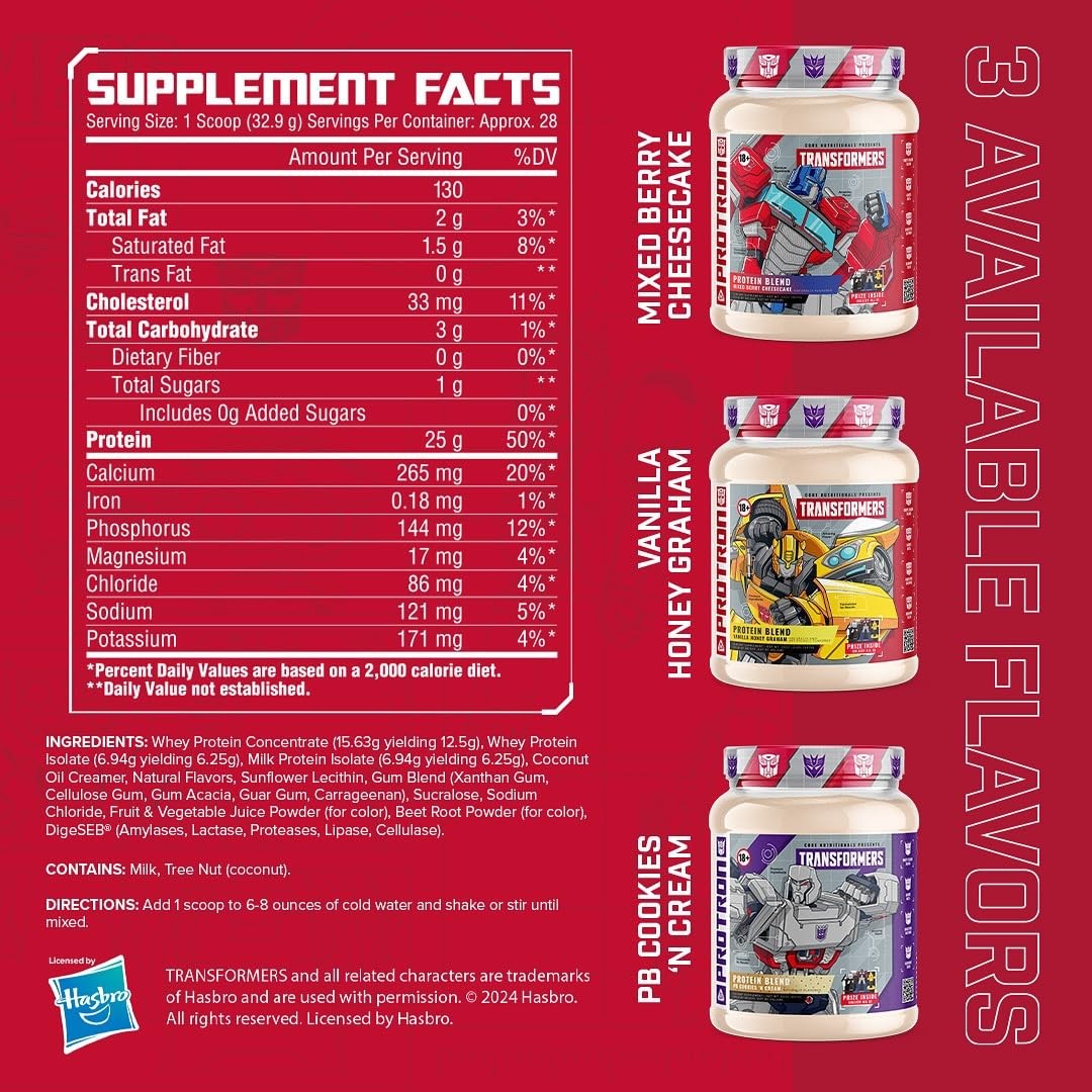 Core Nutritionals Transformers Protron Protein | Whey + Casein Blend | MCTs …