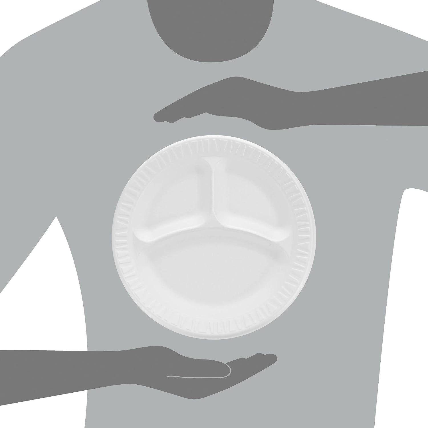 9CPWCR 9 in White Unlaminated Foam 3 Comp Plate (Case of 500)