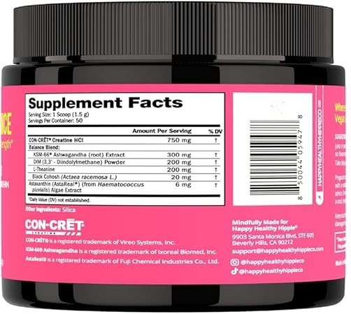 Happy Healthy Hippie Creatine HCl Powder with KSM-66 Ashwagandha|Vegan Creatine